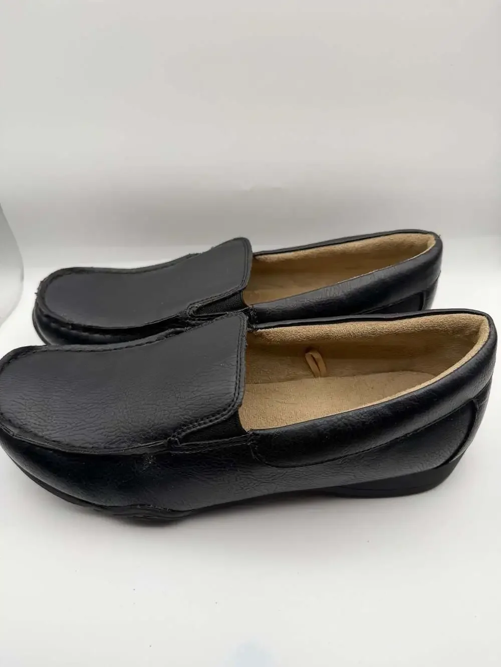 Boys Black Leather Loafers Size 6 Slip On Casual Dress Shoes